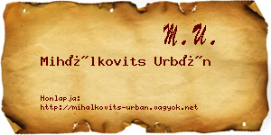 Mihálkovits Urbán névjegykártya
